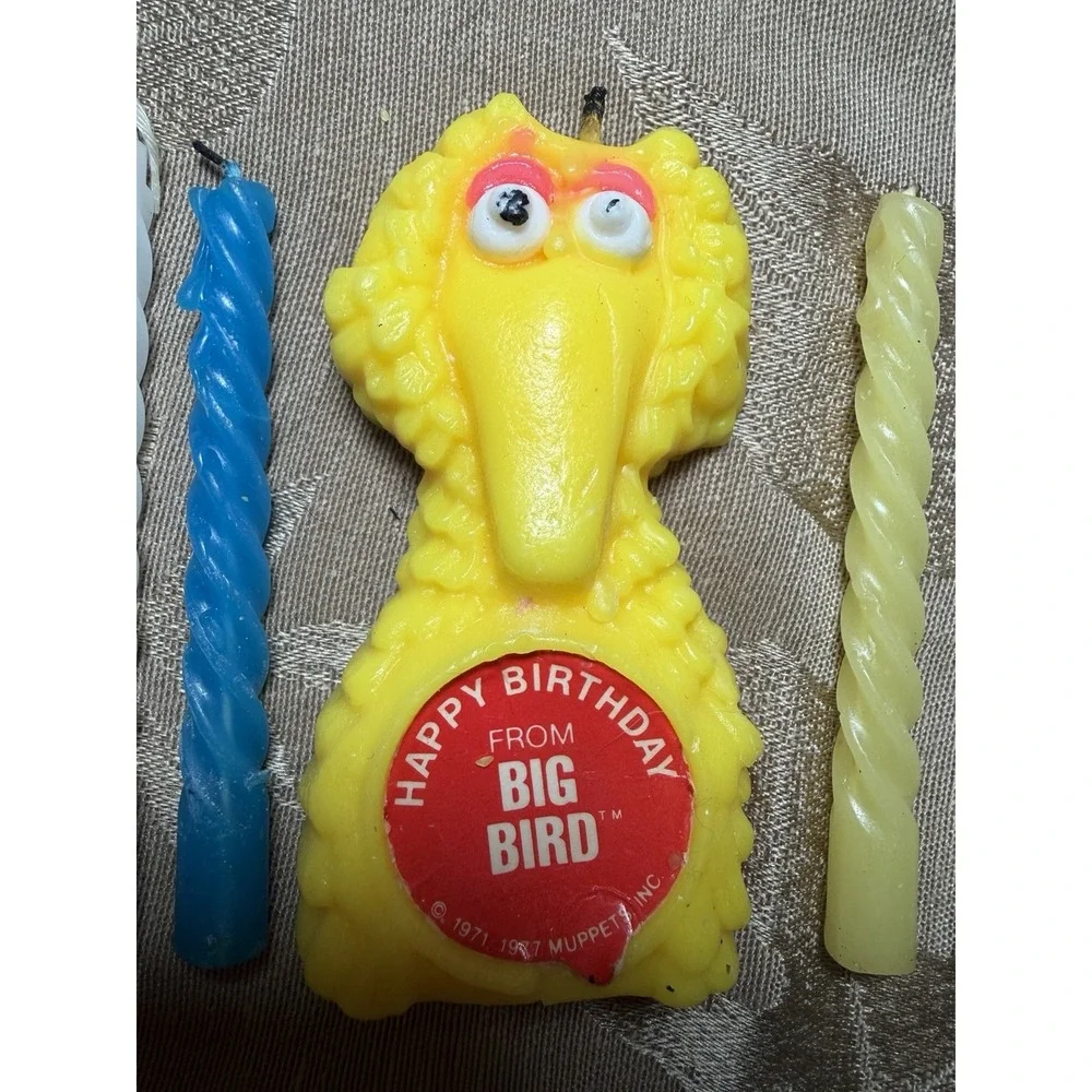 Vintage Muppets Sesame Street Cake Happy Birthday From Big Bird Candle USED